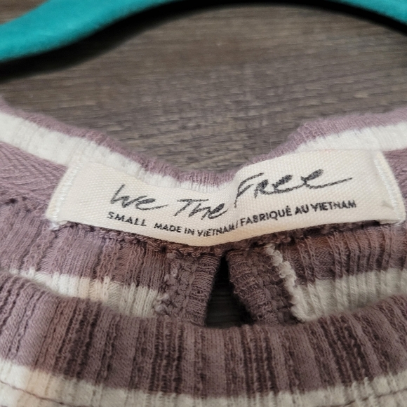 Free People Lilac Stripe Fired Up Cotton Blend Stretch Keyhole Back Tank Top - Picture 4 of 8